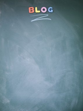 Blog title written with chalk on blackboard clipart