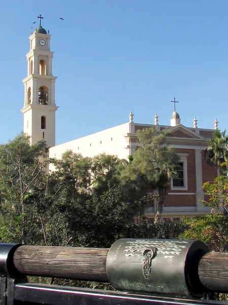 Jaffa kova burç işareti ve st peter Kilisesi 2011 — Stok fotoğraf