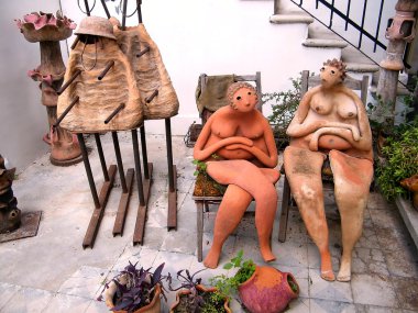 Tel Aviv Neve Tsedek Two Ceramic Womans 2011 clipart