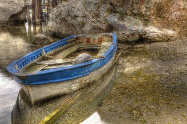 Wooden boat ruined harbour Massa Lubrense (Italy) clipart