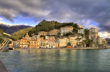 Cetara (SA) fishing village view from pier clipart