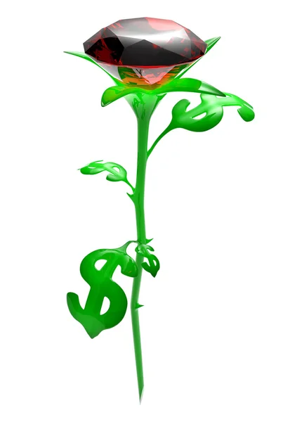 Rose from leaves in the form of brilliant dollar — Stock Photo, Image