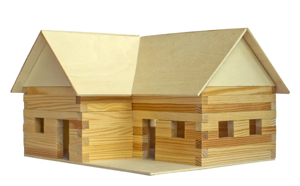 Pequena casa modelo feita chalupa de madeira Fotos De Bancos De Imagens
