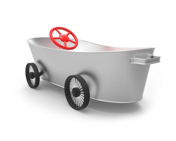 Металева ванна на колесах в стилі автомобіля — стокове фото