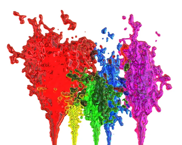 Explosiones abstractas de líquido de color sobre un fondo blanco Imagen De Stock