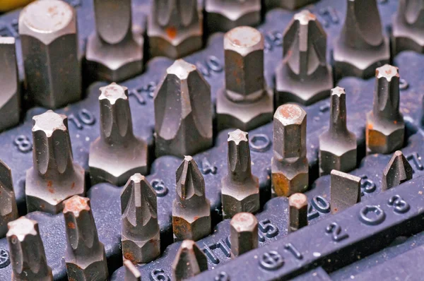 Bits em uma caixa de ferramentas — Fotografia de Stock