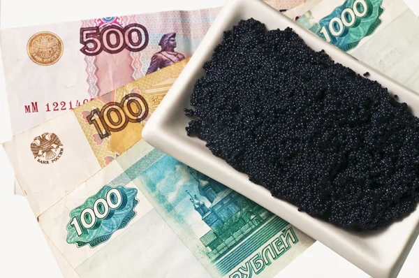 Kaviar och rubel — Stockfoto