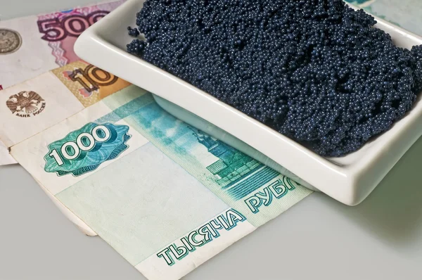 Kaviaar en rubel — Stockfoto