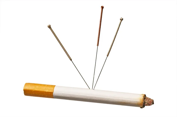 Acupuncture to stop smoking — Stock Photo, Image