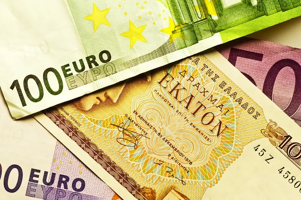 Drachmer eller euro — Stockfoto