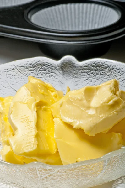Margarina com prato de muffin — Fotografia de Stock