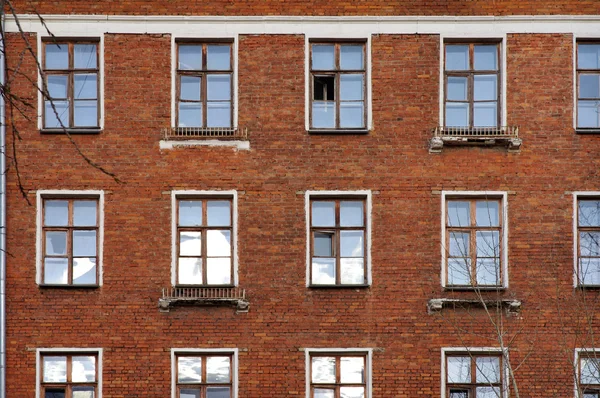 stock image The facade of the old brick building in Moscow