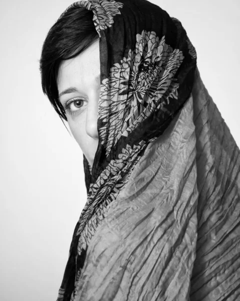stock image Portrait of a woman with a scarf