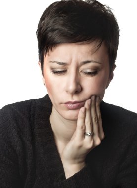 Beautiful woman having toothache clipart