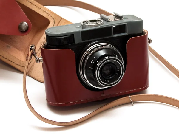 stock image Vintage film camera with case #1