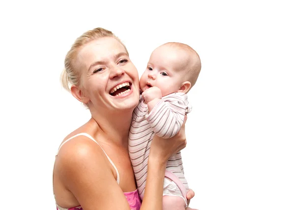 Happy mother and child isolated — Stock Photo, Image