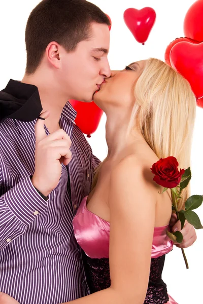 Romantic kiss couple in love — Stock Photo, Image