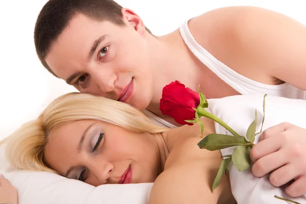 Guy e Beleza Adormecida — Fotografia de Stock