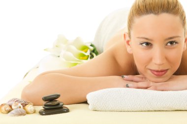 Young woman relaxation in spa salon clipart