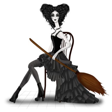 Illustration with a witch clipart