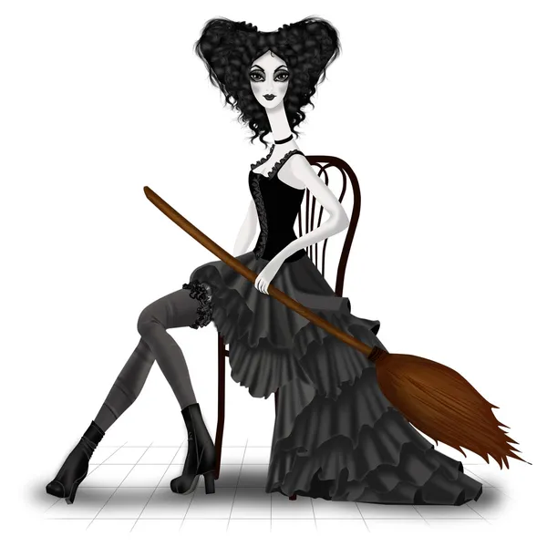 Ilustração com uma bruxa — Fotografia de Stock