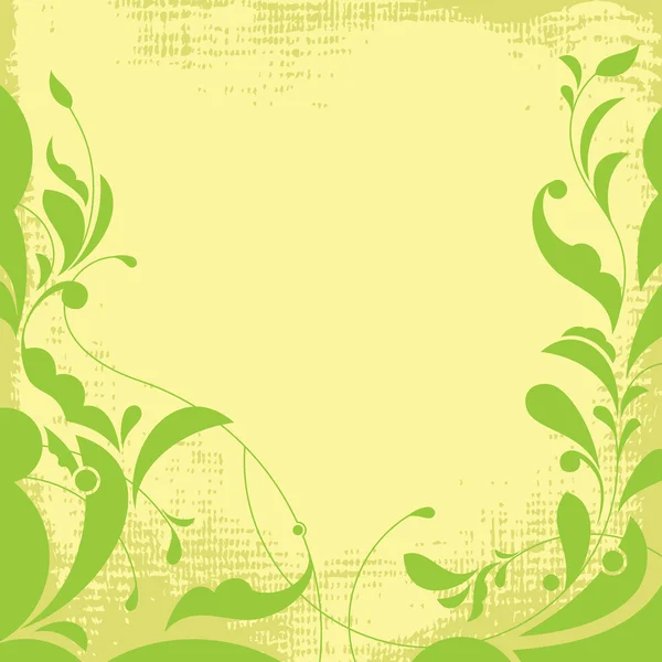 Grunge bakgrund med dekorativa blad. — Stock vektor
