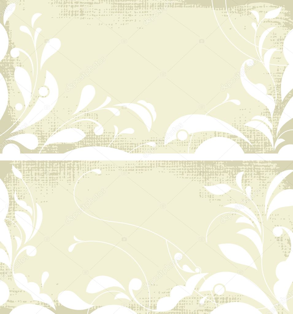 Two grunge backgrounds with ornamental leaves.
