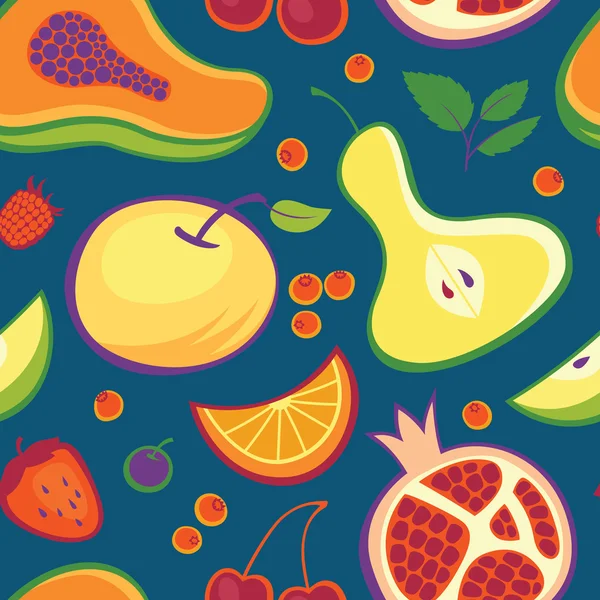 Fruits and berries pattern — Stock Vector