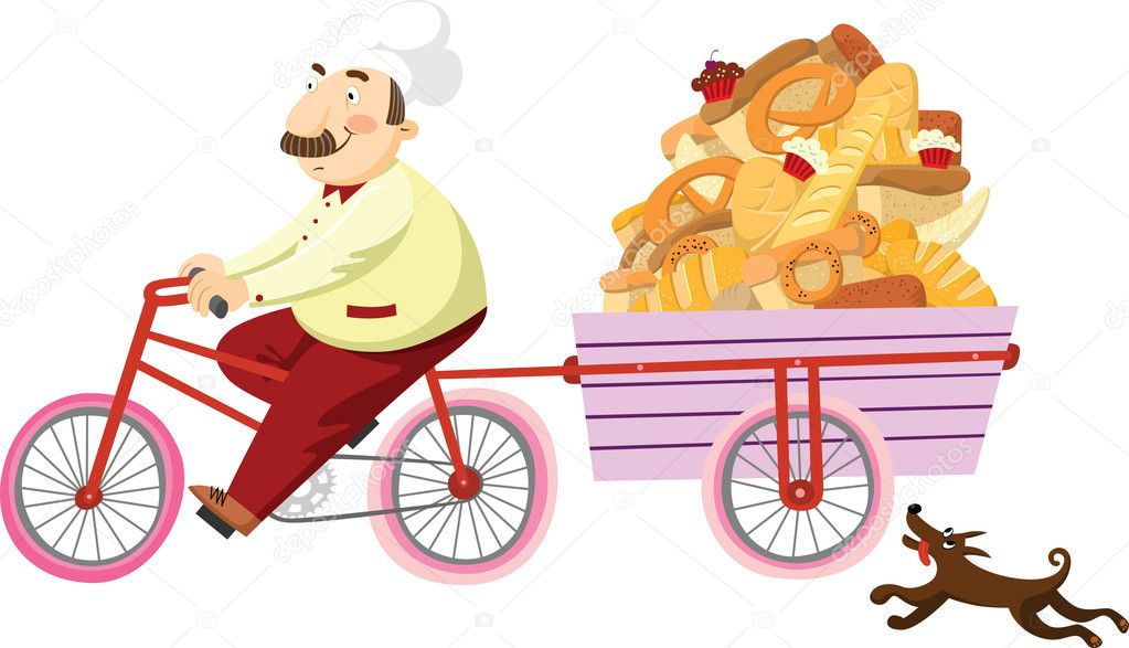Baker on a bicycle