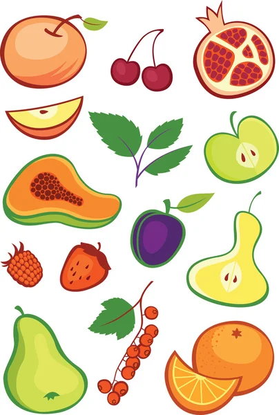 Fruits and berries set — Stock Vector