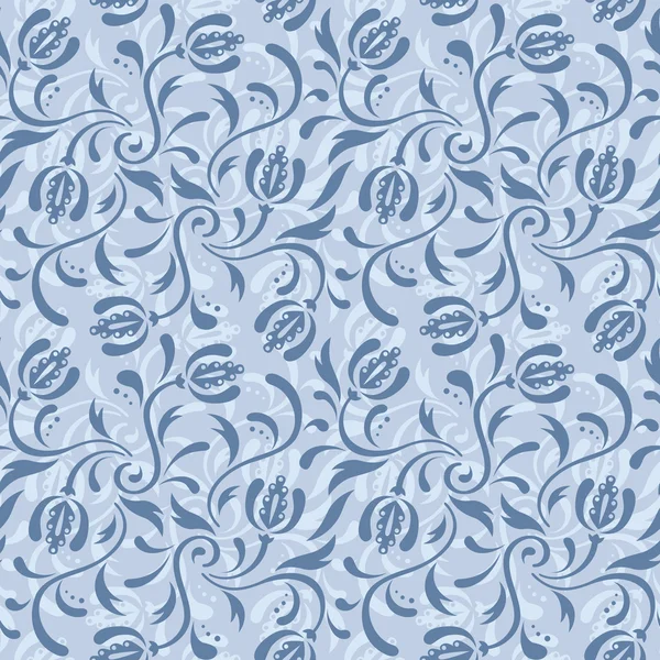 Μπλε λουλουδάτο μοτίβο χωρίς ραφή — Διανυσματικό Αρχείο