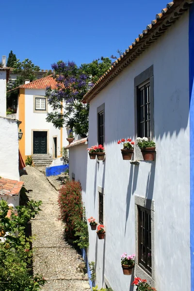 Straße in obidos, portugal — Stockfoto