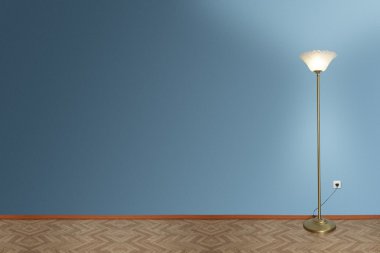 Lamp in empty room clipart