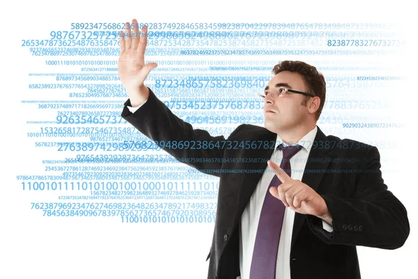 Businessman working with digits — Stock Photo, Image