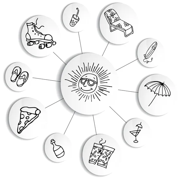 Diagramme de roue de plaisir d'été — Image vectorielle
