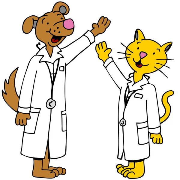 Médicos de Mascotas Brazos Levantados — Vector de stock