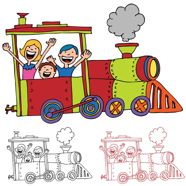 Kinder fahren Zug — Stockvektor