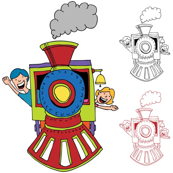 Barn ridning tåget — Stock vektor