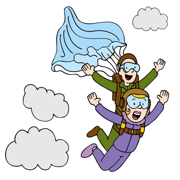 Tandem Sky Diving Femme — Image vectorielle