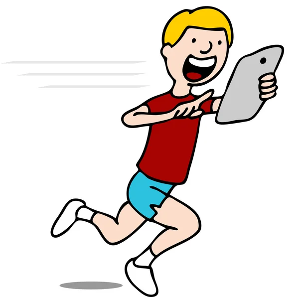 Runner Using His Digital Tablet — Stock Vector