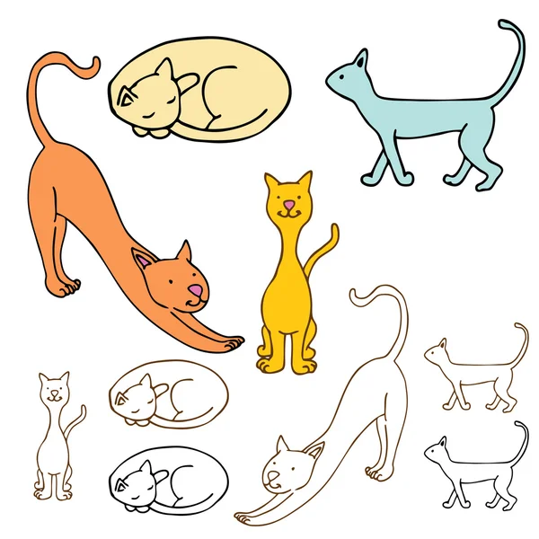 Set di gatti cartone animato — Vettoriale Stock