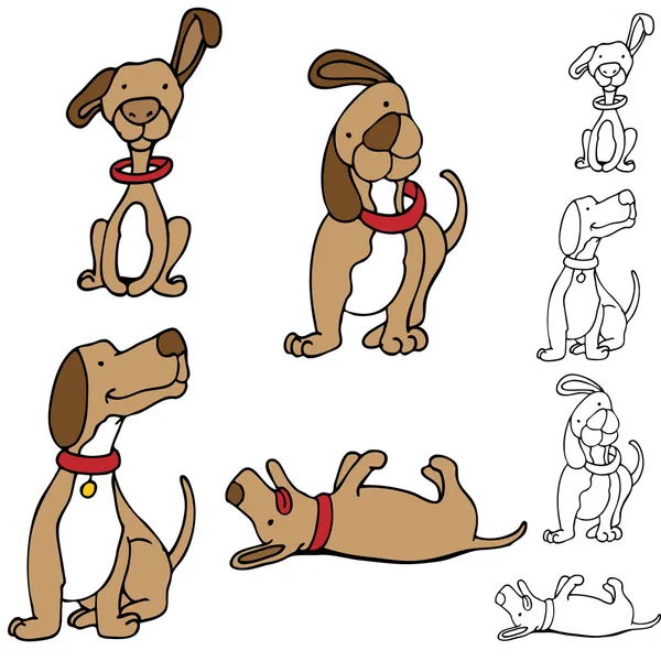 Conjunto de cães de desenhos animados — Vetor de Stock