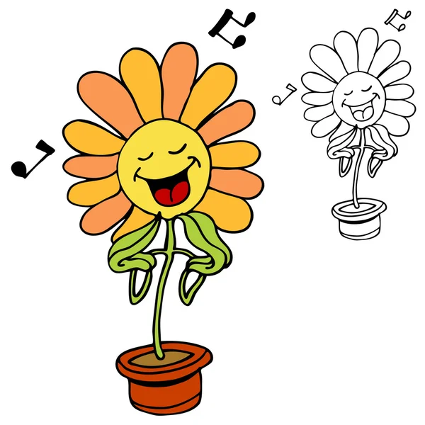 Şarkı söyleyen çiçek — Stok Vektör