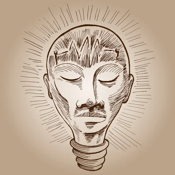 Ampoule Homme Dessin — Image vectorielle