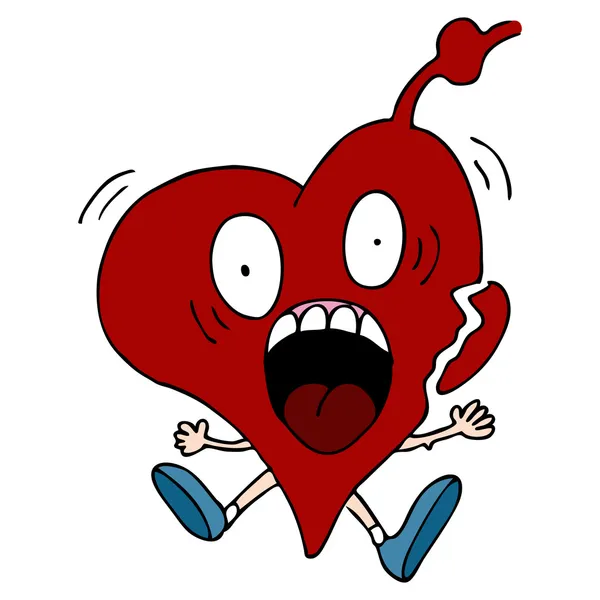 Caráter dos desenhos animados de ataque cardíaco — Vetor de Stock