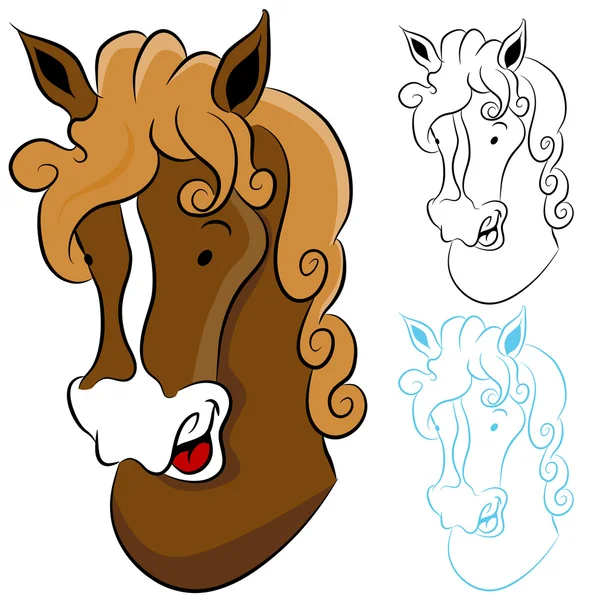 馬の頭部の図面 — ストックベクタ