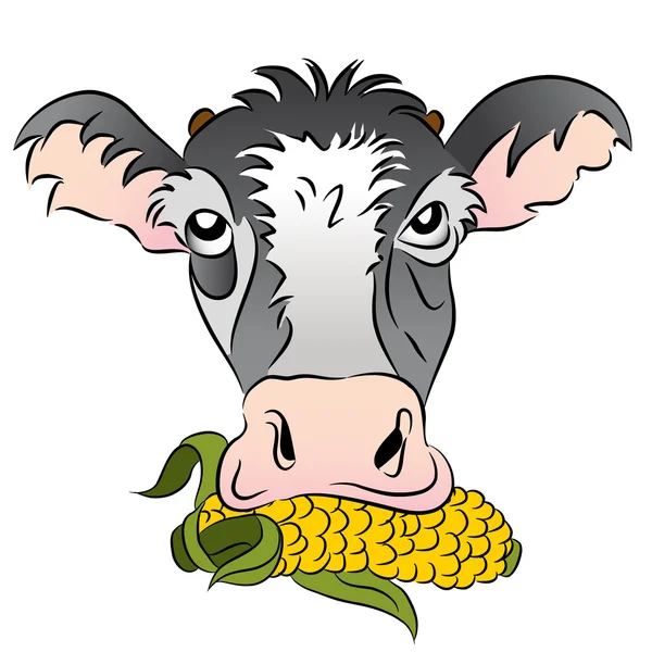 Καλαμπόκι τρέφονται αγελάδα — Διανυσματικό Αρχείο