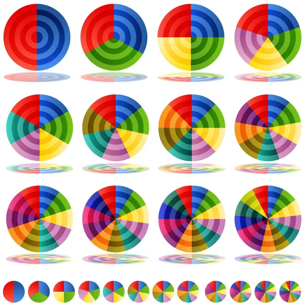 Cirkeldiagram doel pictogrammenset — Stockvector