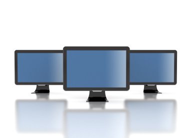 Monitors, computer screens isolated on white clipart