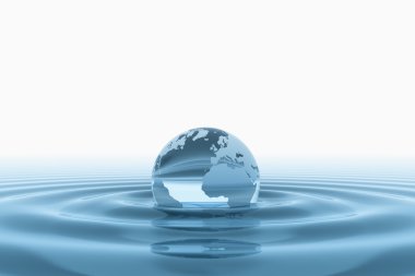 World glass globe in water clipart